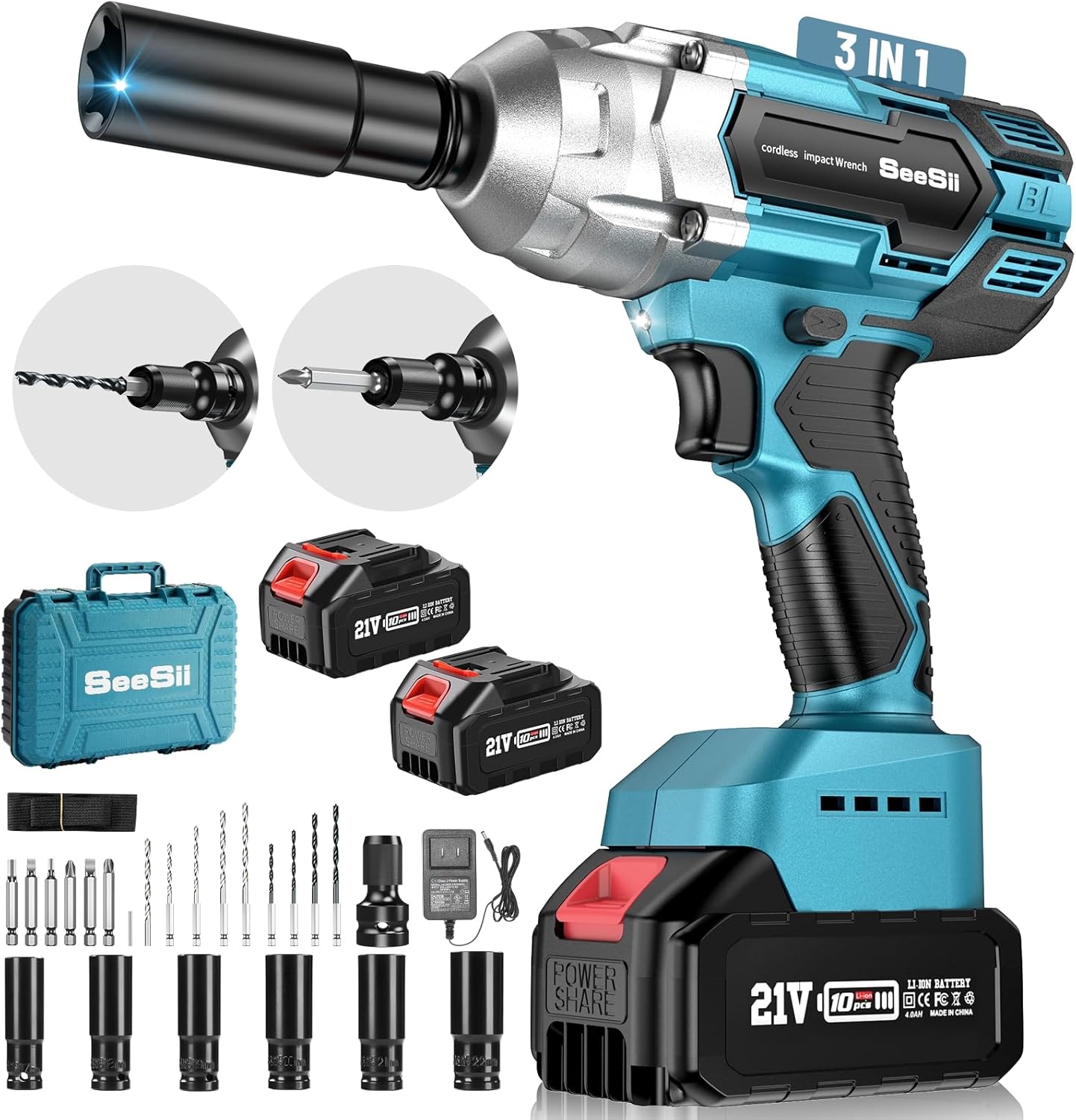 Power Tools Impact Wrench - Seesii Cordless Impact Wrench Brushless WH700