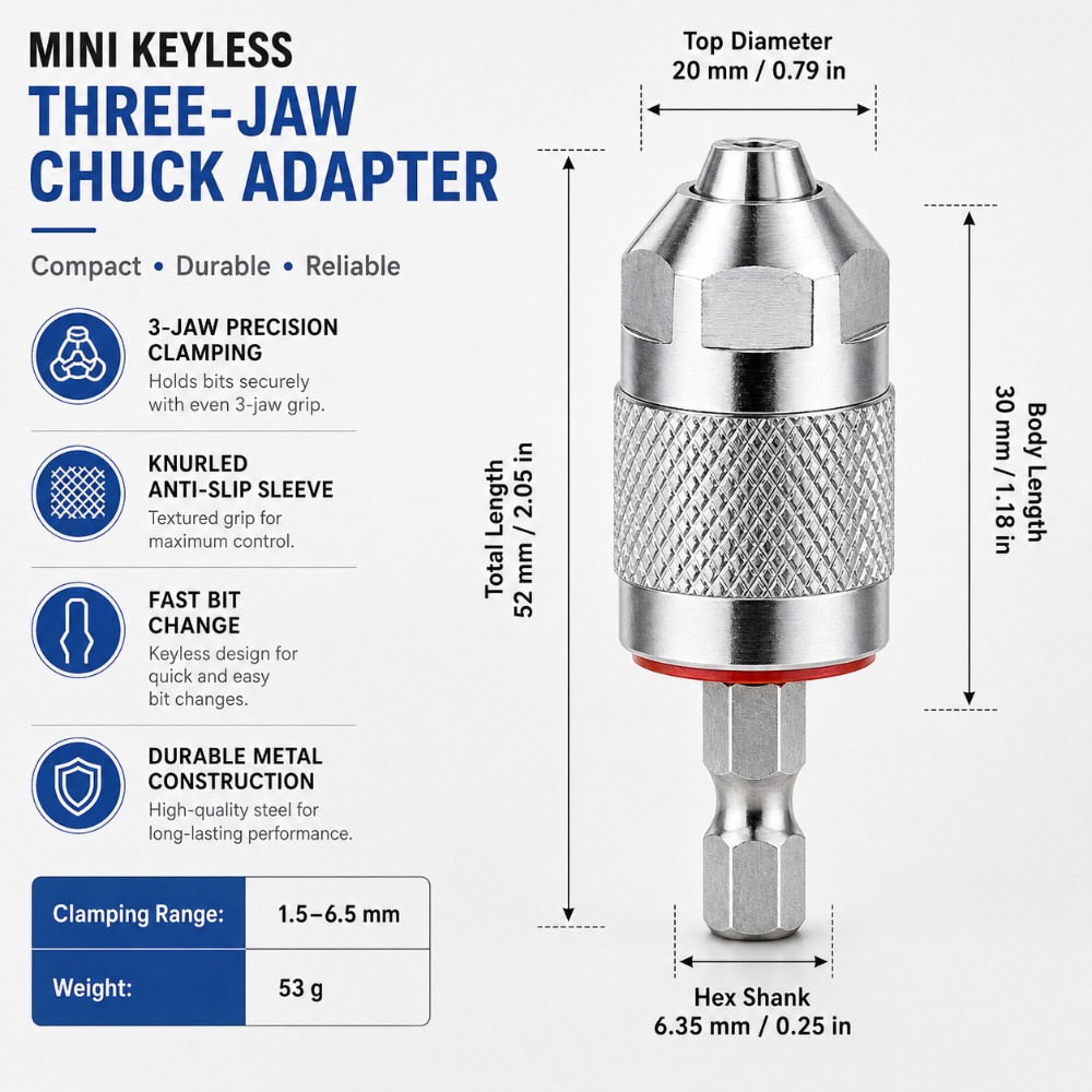 Power Tools Jobs - 3 Jaw Drill Chuck Adapter with