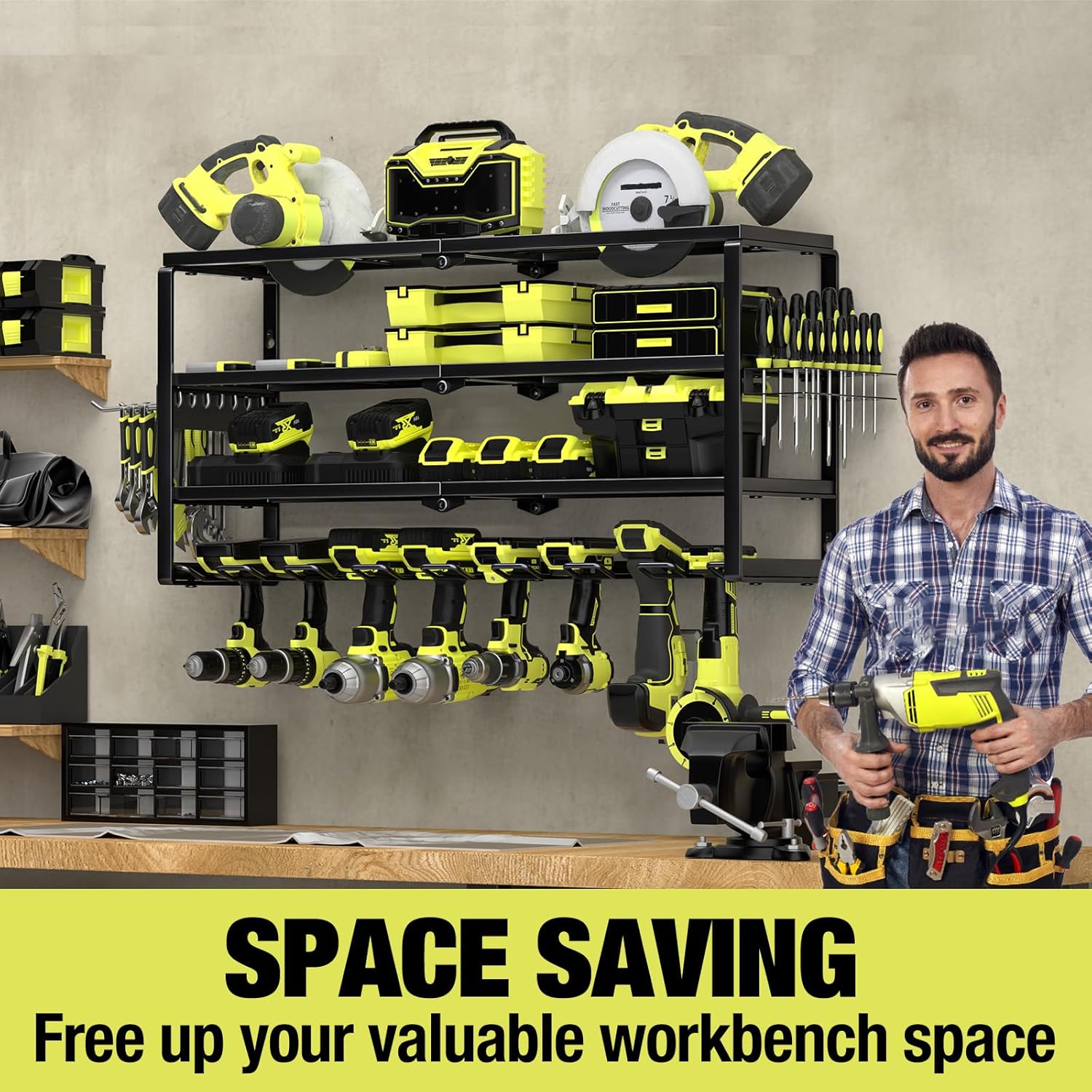 4 Layer Wall Mount Power Tool  - Power Tools Holder 评论和价格