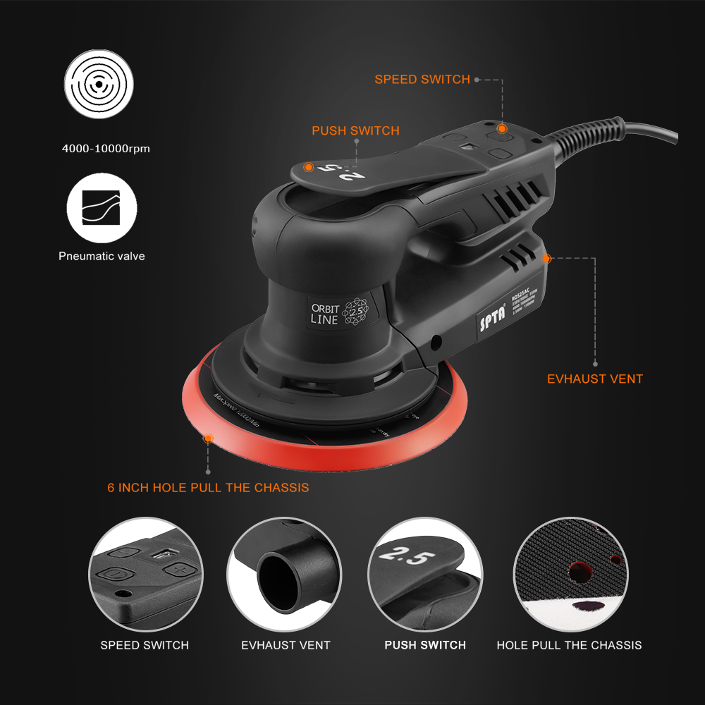 SPTA 350W Electric Car Random  - Random Orbital Sander 评论和价格