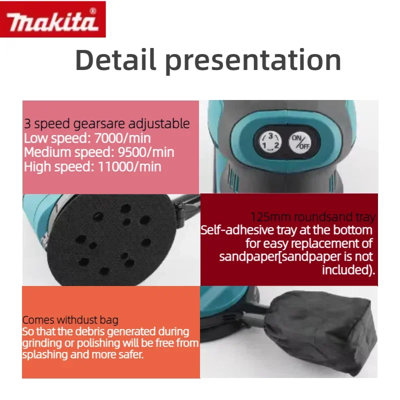 Makita DBO180Z Brushless Recha - Random Orbital Sander 评论和价格