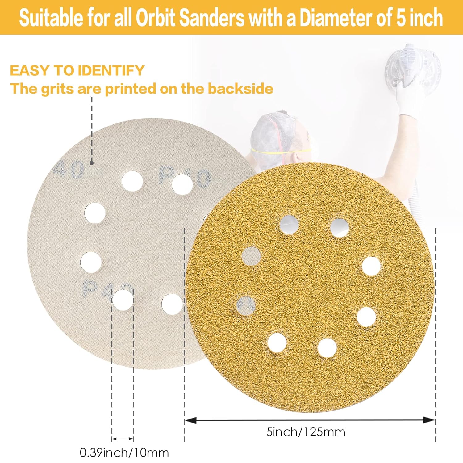 10-100PCS 5 Inch 8 Hole Sandin - Random Orbital Sander 评论和价格