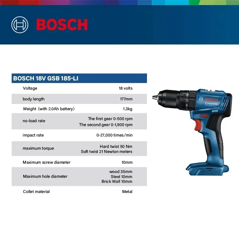 Bosch GSB 185-LI 18V Brushless - Power Tools Bosch 评论和价格